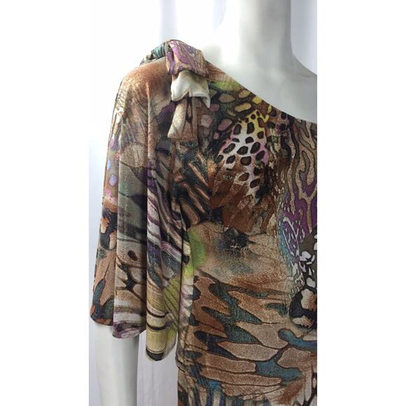 Cache One Shoulder Animal Print Dress Sz. S - Picture 2 of 5